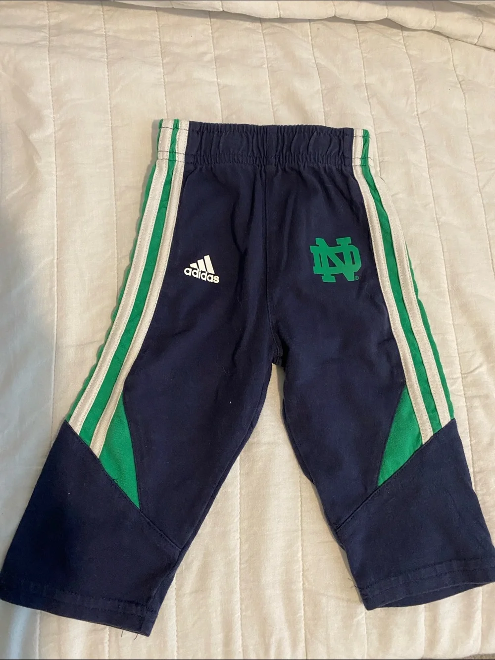 adidas Navy and Green Notre Dame 2 Onesie and pants Set